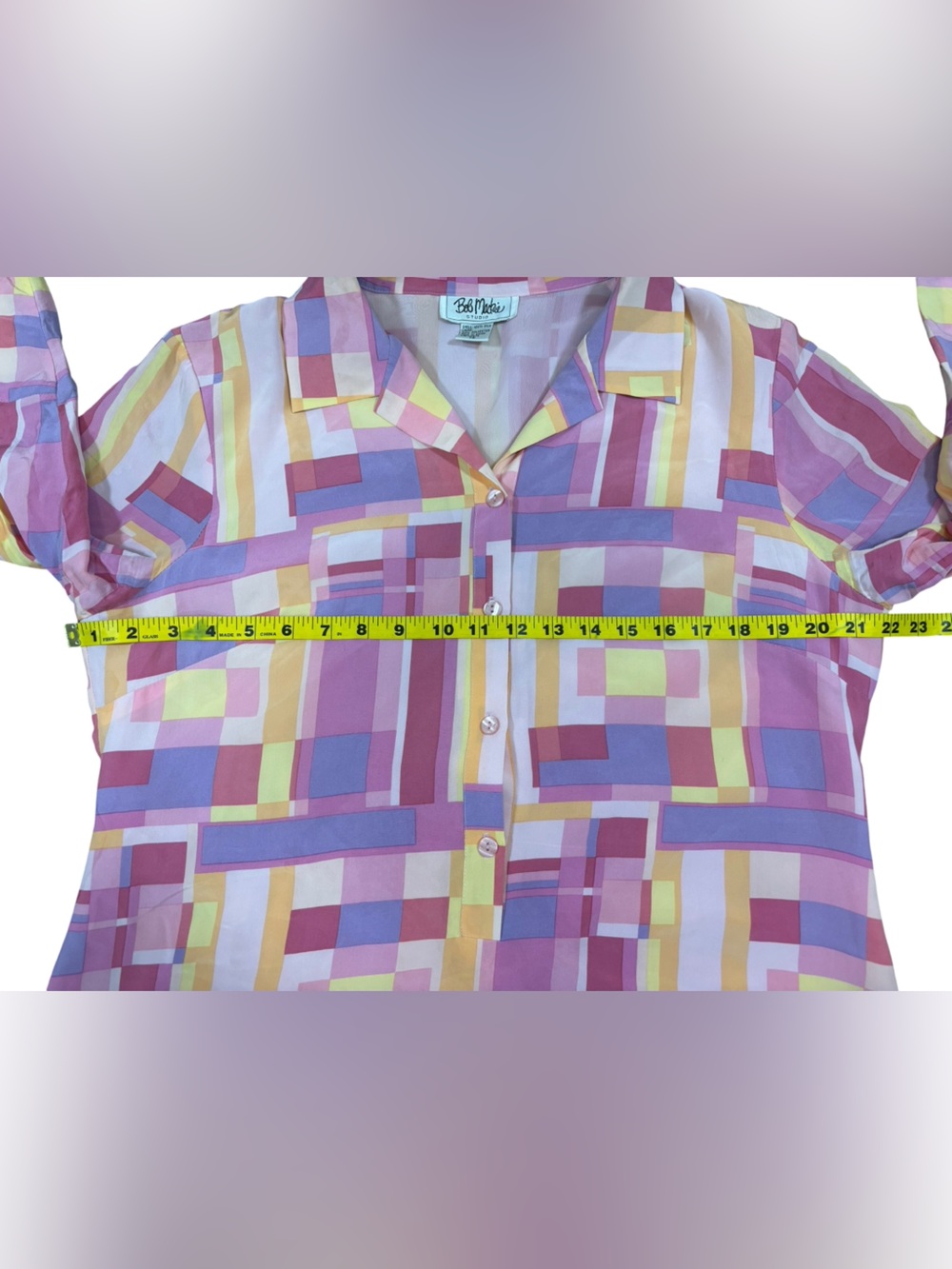 Vintage Bob Mackie Studio 100% Silk Geometric Tunic Shirt Dress Sz14 - Picture 6 of 12
